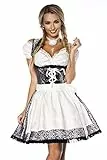 Dirndline Damen Premium Dirndl mit Bluse Kleid f?r besondere Anl?sse, Silber/wei?/schwarz, M