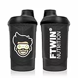 FTWIN® Nutrition Shaker | Für Gamer und E-Sportler | 600 ml mit Messskalierung und Sieb | Perfekt für lange und intensive Gaming-Sessions | Auslaufsicher | BPA- und DEHP-frei (Smoke)