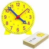Lernuhr Lernuhr Kinder Lernspiel Uhr Lernen Lernspielzeug Geschenk Learning Resources Mini-Uhr für Großen Lernerfolg mit Zeitkarte Pädagogisches Geschenk 12cm 12/24 Stunden ab 4 Jahren