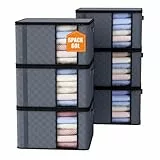 Auveir 6 Stück 60L Aufbewahrungstasche, Aufbewahrungsbox mit Deckel, Große Kleideraufbewahrung Umzugskartons, Faltbare Aufbewahrung Boxen für Bettdecken Decken Kleidung Unterbett Kleiderschrank