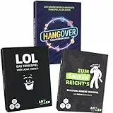 ANZEN - Trinkspiele-Sammlung | LOL - Das Trinkspiel + ZUM Saufen REICHTS + Hangover - The Drunken Circle | Silvester Spiele | Witzige Partyspiele für große Gruppen | für Erwachsene Männer und Frauen