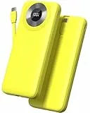 Hosgubo Power Bank, 10000mAh 22,5W Schnellladung Mini Powerbank, Klares LED-Display, Tragbare Handybatterie mit USB-C Kabel, Externe Batterien mit 3 Anschlüssen Ausgang für Samsung/iPhone/iPad
