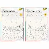 folia 23209 - Kindermasken Tiere aus Pappe, Motive sortiert, 6 Stück, weiß, zum selbst Bemalen und Gestalten, für Kinder, Jungen und Mädchen, ideal für Kindergeburtstage und Partys
