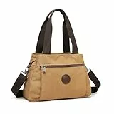 KONO Canvas Handtasche Damen Umhängetasche Hobo Schultertasche Vintage Crossbody Bag Casual Tasche Frauen Multifunktionale Henkeltasche für Täglich Einkaufen Reisen Schule Braun