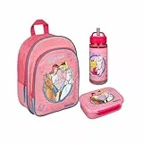 Undercover Kindergartenrucksack Bibi & Tina Mädchen mit Brotzeitdose Trinkflasche - Personalisiert mit Name - Set Pferd Kinderrucksack mit Brotdose Trinkbecher
