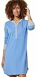 HAPPY MAMA Damen Mutterschaft Stillendes Nachthemd Öffnen Nachtwäsche 1202 (Blau Melange, 42-44, XL)