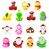 POPOYU Weihnachten Mini Mochi Squishy Set,Squeeze Spielzeug für Kinder,15 Stück Kawaii Mini Soft Mochi Squishy Spielzeug,Weihnachts Stretchy Stress Relief Spielzeug für Weihnachtsfeier Taschenfüller