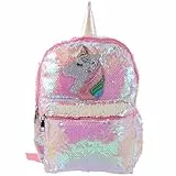 Lurrose Rosa glänzende Mädchen-Rucksack mit Pailletten-Einhorn-Design, bezaubernde Büchertasche, modische Reise- und Schultasche für Studenten und Mädchen