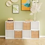 NewBeth Regal mit 8 Fächern, Holz Bücherregal, Würfelregal, Standregal für Wohnzimmer, Schlafzimmer, Büro, Kinderzimmer (Weiß, 8 Fächern（35T x 143B x 72,2H cm）)