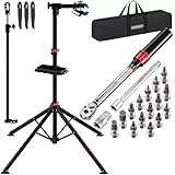 MONZANA® Fahrradmontageständer 30 kg mit Drehmomentschlüssel 1/4 Zoll Set Profi klappbar Tragetasche Reifenheber 1-25 Nm Bitset Transportbox