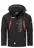 Geographical Norway Herren Herbst Winter Jacke Softshell Regen Outdoor Übergangs Jacke FVS Production H-H, Farbe:Schwarz, Größe:XL
