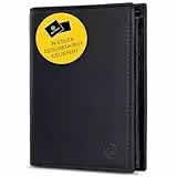 RUTAKO Leder Geldbörse Herren mit RFID Schutz - Portemonnaie Groß mit Münzfach - Echtleder Geldbeutel für Männer - Brieftasche Wallet Portmonee Schwarz