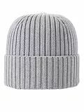 JACK & JONES Herren JACPRIME Cotton Beanie NOOS 12254346,Light Grey Melange,Einheitsgröße