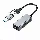 2.5G USB3.1 Ethernet Adapter, 2-in-1 USB-A/USB-C to 2.5Gbps Ethernet Adapter, USB 3.1 to RJ45 Network Converter for PC Laptop Windows Mac OS Linux