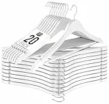 Utopia Home 20er Pack Holzbügel mit Hosenstange und Schulterrillen, stabiles und schlankes Design für Mäntel, Anzüge, Hosen und Jacken, Weiß