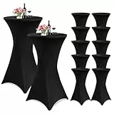 Showgeous 10er-Set Stretch Stehtisch Husse für Bistrotisch Ø 60-65 cm,Hussen Stehtische Schwarz 60 cm,Verstärkung im Fußbereich,Stretchhusse Schwarz Hussen für Stehtische und Bistrotische