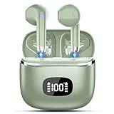 Bluetooth Kopfhörer, 2026 Neu In Ear Kopfhörer Kabellos Bluetooth 5.3 mit 4 ENC Mic, HiFi Stereo Noise Cancelling Wireless Earbuds, 40H Spielzeit LED-Anzeige, IP7 Wasserdicht Sport Ohrhörer USB-C Grün