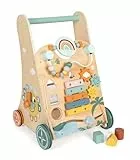 small foot Lauflernwagen „Safari“ aus Holz, 3 Seiten, Räder mit Gummiringen, Lauflernhilfe für Kinder ab 1 Jahr, 12640