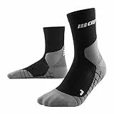 CEP - HIKING LIGHT MERINO MID CUT SOCKS REDESIGN für Damen | Bessere Stabilität dank Wandersocken mit Kompression | Trekkingsocken für leichte Beine in schwarz | Größe IV | L