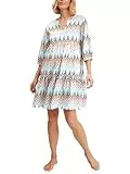 CALIDA Favourites Nachthemd Damen, 100% Baumwolle, hautfreundlich, pflegeleicht, Länge 95cm Aura Blue 48-50