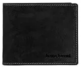 bruno banani kleine Geldbörse im Querformat Echt Leder Herren Klassische Geldbörse, praktisches Portemonnaie, RFID-Schutz, 9 Kartenfächer schwarz 021758