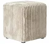 Extrasen Hocker Wohnzimmer Sitzhocker - Quadratisch 40 x 40 cm - Sofahocker - Dicker Cord Ecru