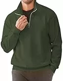 Meilicloth Herren Pullover Baumwolle Half Zip Sweatshirt Raglan Rundhals Casual Pulli Winter Männer Langarmshirt Polo Moosgrün XL