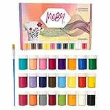 MEBY Textilfarben – Stoffmalfarben Set mit Pinsel, Waschfeste & Leuchtende Textilfarben für Kinder & Erwachsene, Ideal für T-Shirts, Taschen & Stoffe (24 Farben x 25 ml)