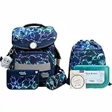 SCHOOL-MOOD Timeless Pro Schulranzenset 7-teilig 23,5L Stauraum, ergonomisches Easy Fit System für 1 m bis 1,50 m Körpergröße, standfest, wasserdichter Stoff mit Reflektoren (Felix Wolf)