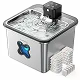 FEELNEEDY Katzenbrunnen Kabellos 3.2L mit 6 Filters, Trinkbrunnen für Katze Edelstahl 4000mAh Akku, Wasserbrunnen für Katzen mit Bewegungsmelder, Spülmaschinenfester