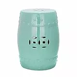 SAFAVIEH Modern Ceramic Garden Stool, in Robins Egg Blue, 35 X 35 X 45