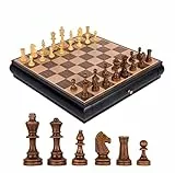 TOTIKI Chess Set 15,7' X 15,7' Schachspiel Aus Holz Mit 2 Eingebauten Schubladen, Klassisches Strategie-Schachbrettspiel Schachbrett
