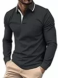 JACKETOWN Poloshirt Langarm Herren Golf Polo Shirts Knopfleiste Polohemd Arbeit Casual Hemd mit Tasche Männer Atmungsaktives Pullover Herbst Winter M-3XL