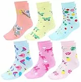 TupTam Kinder Socken Bunt Gemustert 6er Pack für Mädchen und Jungen, Farbe: Vogel Schmetterlinge Koala Rosa Blau Gelb Bunt, Socken Größe: 19-22