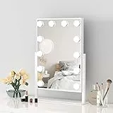 Dripex Hollywood Schminkspiegel für Schminktisch, Hollywood Spiegel mit 12 Beleuchtung, Tischspiegel 48 x 36.5 cm, Einstellbarer Helligkeit und 3 Farben, 360-Grad-Drehung