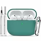 Inesore Compatible with AirPods Pro 3 Hülle(2025) with Cleaning Kit, Silicone Protective Case Cover for Apple Air Pod Pro 3rd,Unisex Design - Forest Green
