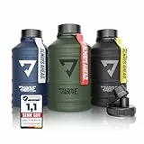 ABOVE. Edelstahl Trinkflasche 1.3L / 2.2L – BPA-frei, Auslaufsicher & Robust – 2L Metallflasche mit Extra Trinkverschluss für Sport, Fitness & Outdoor I Keine Thermosflasche (Schwarz, 2.2L)
