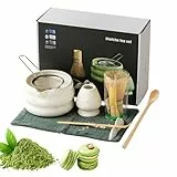 Lotvic Matcha Tee Set, Matcha Set 8-Teiliges, Matcha-Besen-Set, Keramik-Matcha-Set mit Matcha-Schale, Matcha-Besen, Filtersieb, Matcha-Löffel etc., Japanisches Zubehör für die Matcha-Zeremonie