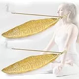 Räucherstäbchen Halter Metall Blätter, 2 Stück Räucherstäbchenhalter Inklusive Loch, Halter für Räucherstäbchen für Zuhause, Büro, Yoga, Meditation, Büro Wohnkultur (Gold)