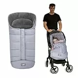 LAT Universelle Fußsack für Kinderwagen, Baby Winterfußsack Kinderwagen, Wasserdicht und Winddicht, Kapuze mit Kordelzug Universal Fußsack für Babyschale Buggy (A, Grau)