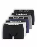 bruno banani Herren Shorts Contest - Zeitlose Boxershorts mit extra weichem Stoffgummibund, ohne Eingriff, eng anliegend, atmungsaktive Baumwolle, Memory-Effekt, L (5 Stück), (Schwarz,Blau,Weiß,Grau)