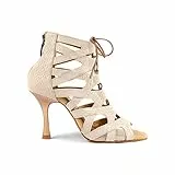 Portdance Damen Tanzschuhe PD804N - Farbe: Beige/Gold - Absatz: 5 cm Flare (klein) - Größe: EUR 38