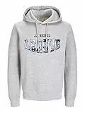 JJ REBEL Herren Jrebhamilton Sweat Hood Kapuzenpullover, Light Grey Melange, M EU