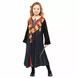 Amscan - Kinderkostüm Hermine, Hogwarts, Harry Potter, Gryffindor, Magier, Zauberer, Karneval, Schwarz, 146