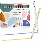 EooUooIP Textmarker, 15 Farben Textmarker Pastell Set, No Bleed Meißelspitzen Marker Pens für Journaling Note, Studenten, Kinder, Erwachsene, Schulbüro Stationäre, Aesthetic School Stuff