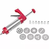 Westmark Gebäckpresse/Garnierspritze, mit 8 Formscheiben und 8 Formtüllen, Füllmenge: 250 ml, Rostfreier Edelstahl/Kunststoff, Silber/Rot, 32332260