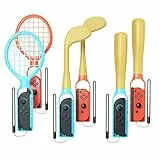 [Passend für switch1/2]6 in 1 Sport Spiele Zubehör Set für Nintendo Switch2/Switch1/Switch OLED Controller, Familien Sport Party Kit für Joycon1/2 mit Tennisschläger, Golfschläger, Baseballschläger