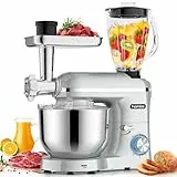 Homlee 3 in 1 Universal Küchenmaschine 2000W Multifunktionale Knetmaschine 6-stufige Gescheindigkeit Mixer, mit Fleischwolf, 1.5L Saftpresse, 5.5L Edelstahlschüssel knetmaschine