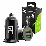 Green Cell KFZ-Ladegerät 2-Port Zigarettenanzünder USB Auto Adapter Handy Ladegerät Car Charger Power Delivery Ultra Charge kompatibel mit iPhone Samsung Xiaomi GPS (36W, 2X USB-A)
