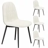 APICIZON Esszimmerstühle 4er Set, Stühle Esszimmer, Samt Küchenstühle gepolstert, ergonomische Rückenlehne, Metallbeine, verbessertes Retro Design für Küche Esszimmer, Cremeweiß